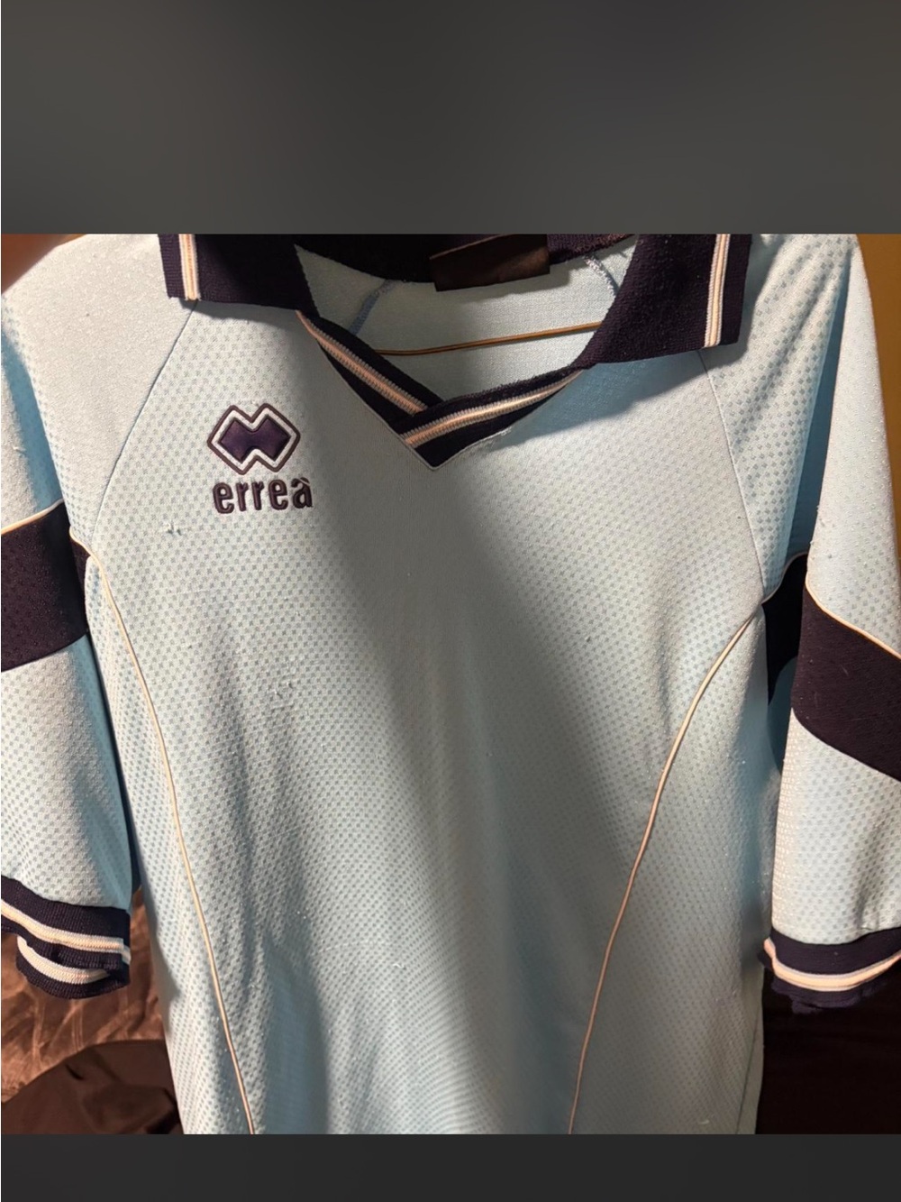 Light Blue Men’s Soccer Jersey with Navy Trim